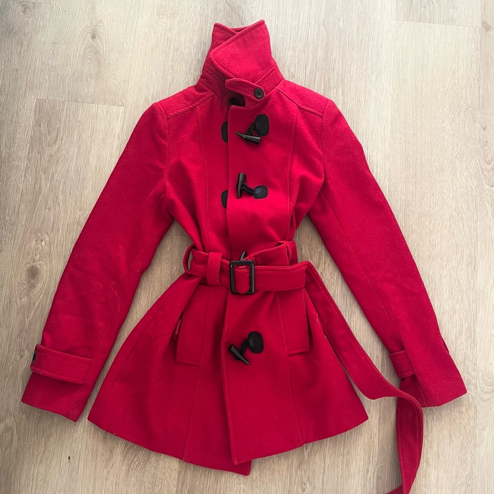 FOREVER21 Red Pea Coat
